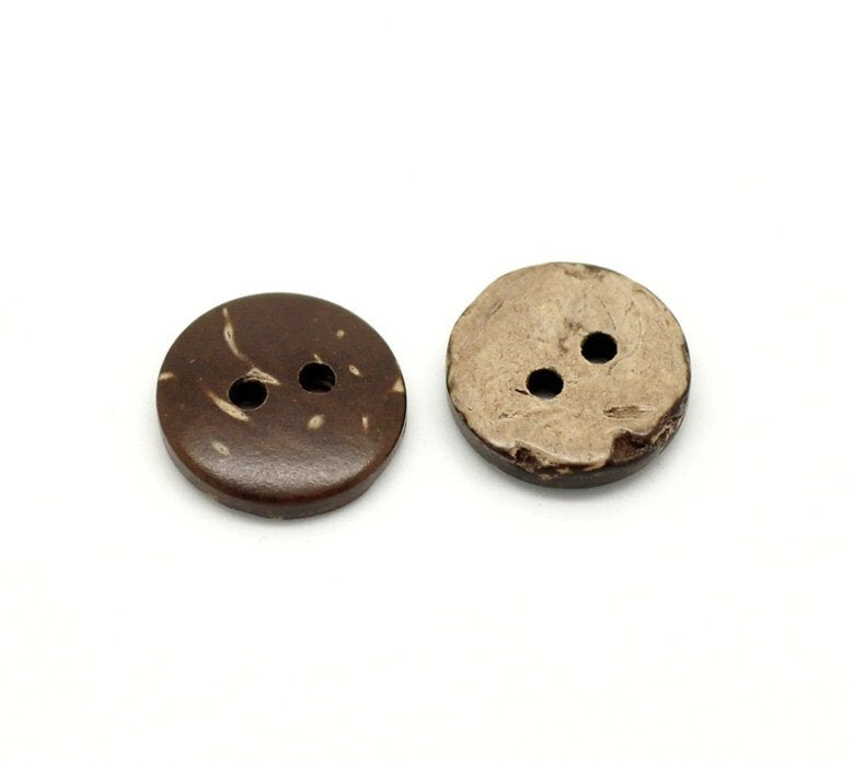 12 Brown Coconut Shirt Buttons 13mm - Natural Wood and Eco Friendly