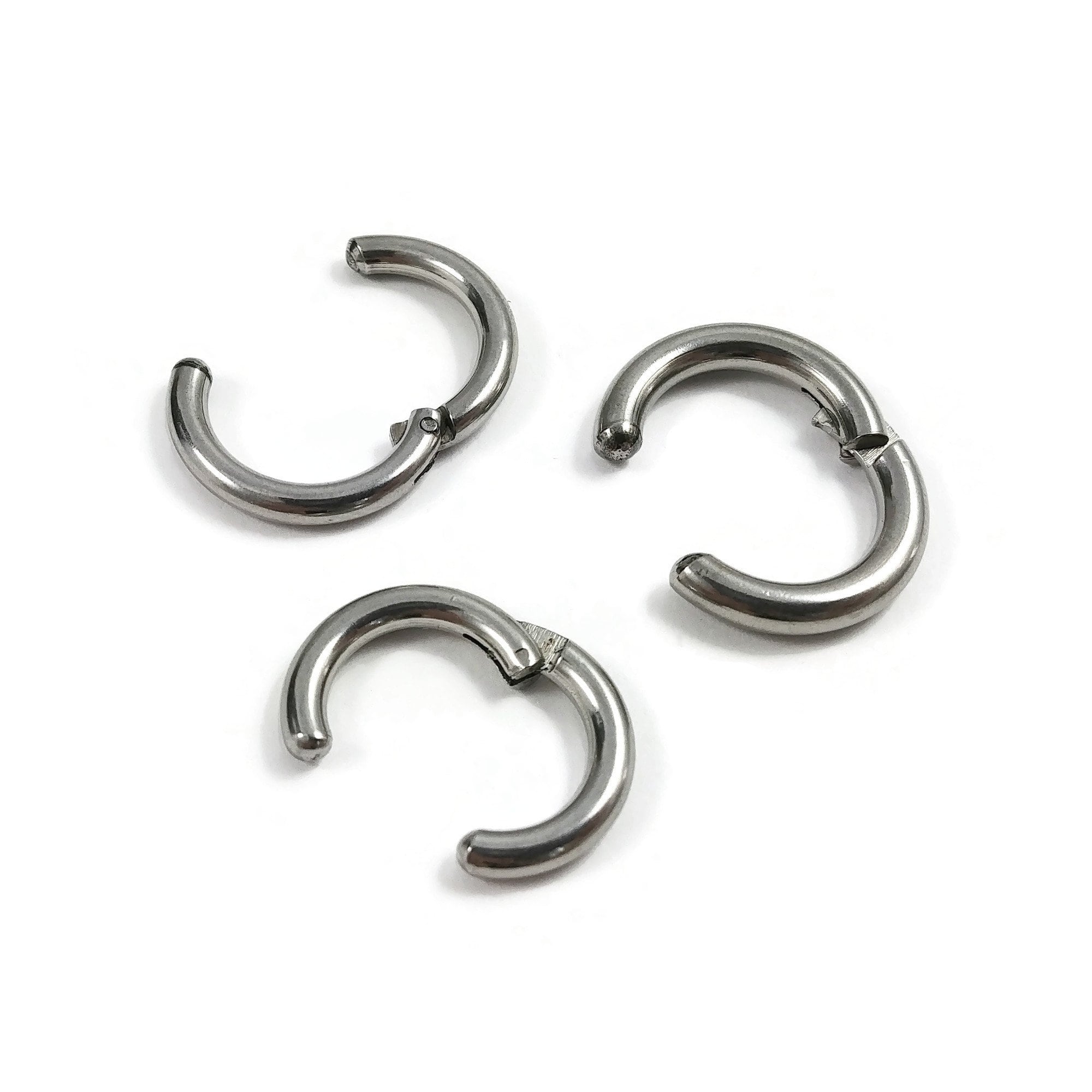 No piercing huggie hoop earrings, Silver stainless steel earring findings, Clip on ear cuffs