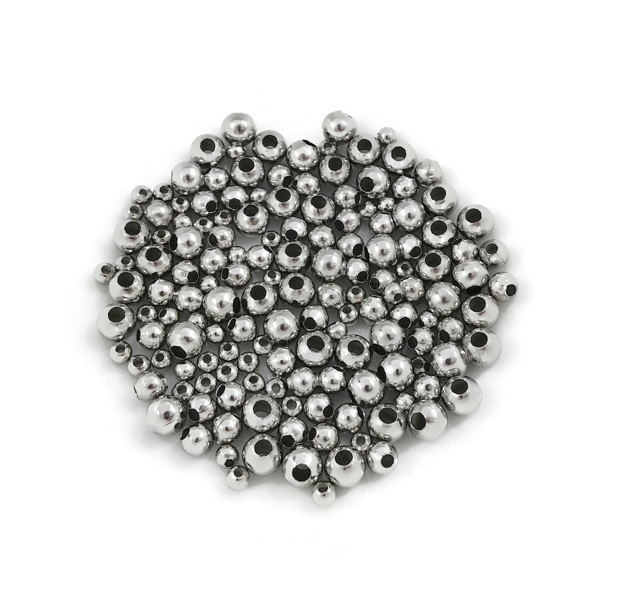 6mm Stainless Steel Round Seamless Beads-50Pc-Jewelry making