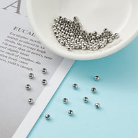 Silver stainless steel beads, 3mm, 4mm, 5mm, Round metal spacer beads, Bulk jewelry making supplies