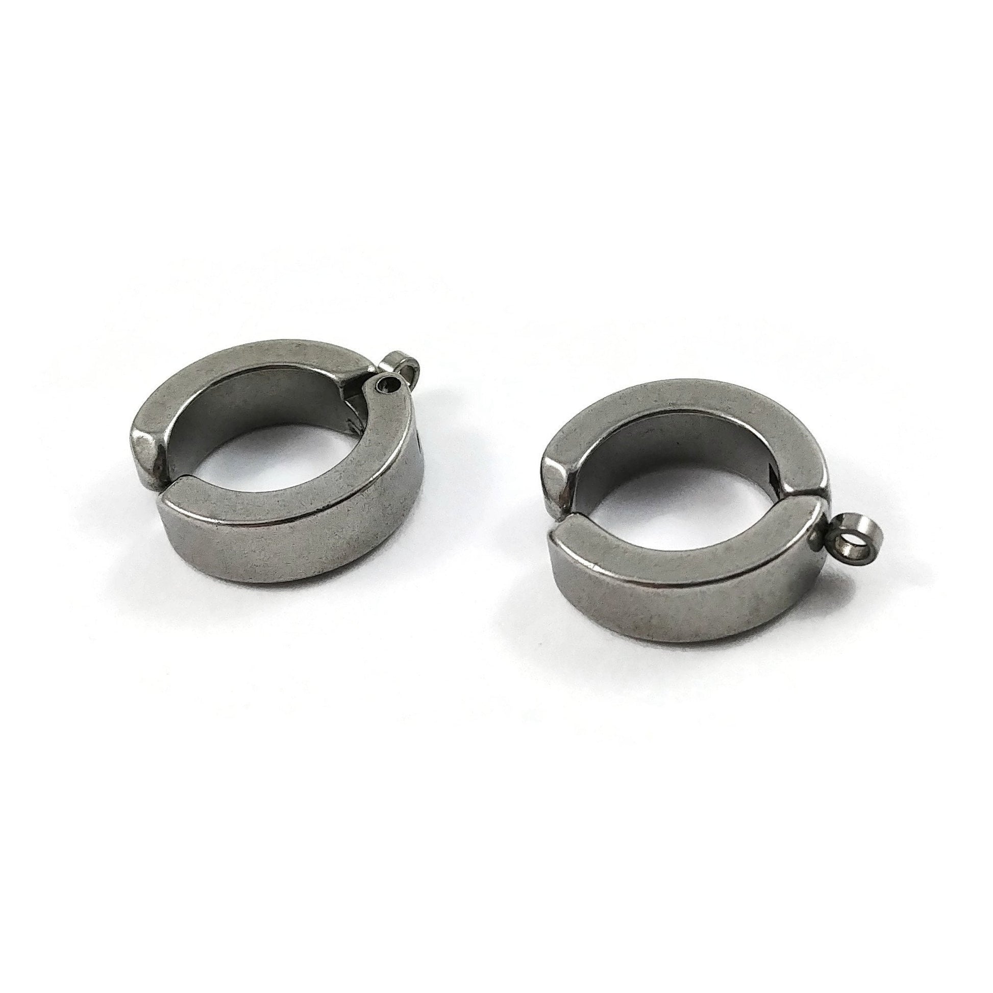 No piercing huggie hoops with loop, Silver stainless steel earring findings, Clip on ear cuffs for jewelry making