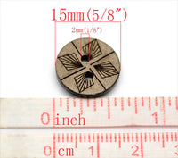 10 Brown Coconut Shell Buttons 15mm -  Geometric