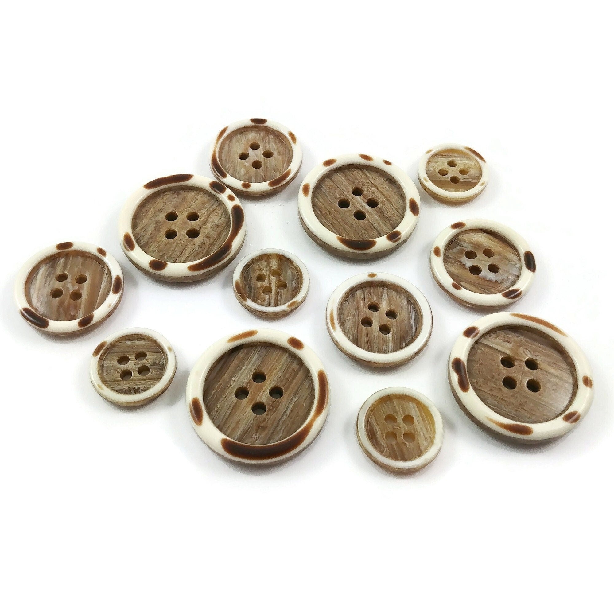 4 beige resin sewing buttons - Pick your size: 15mm, 20mm, or 25mm