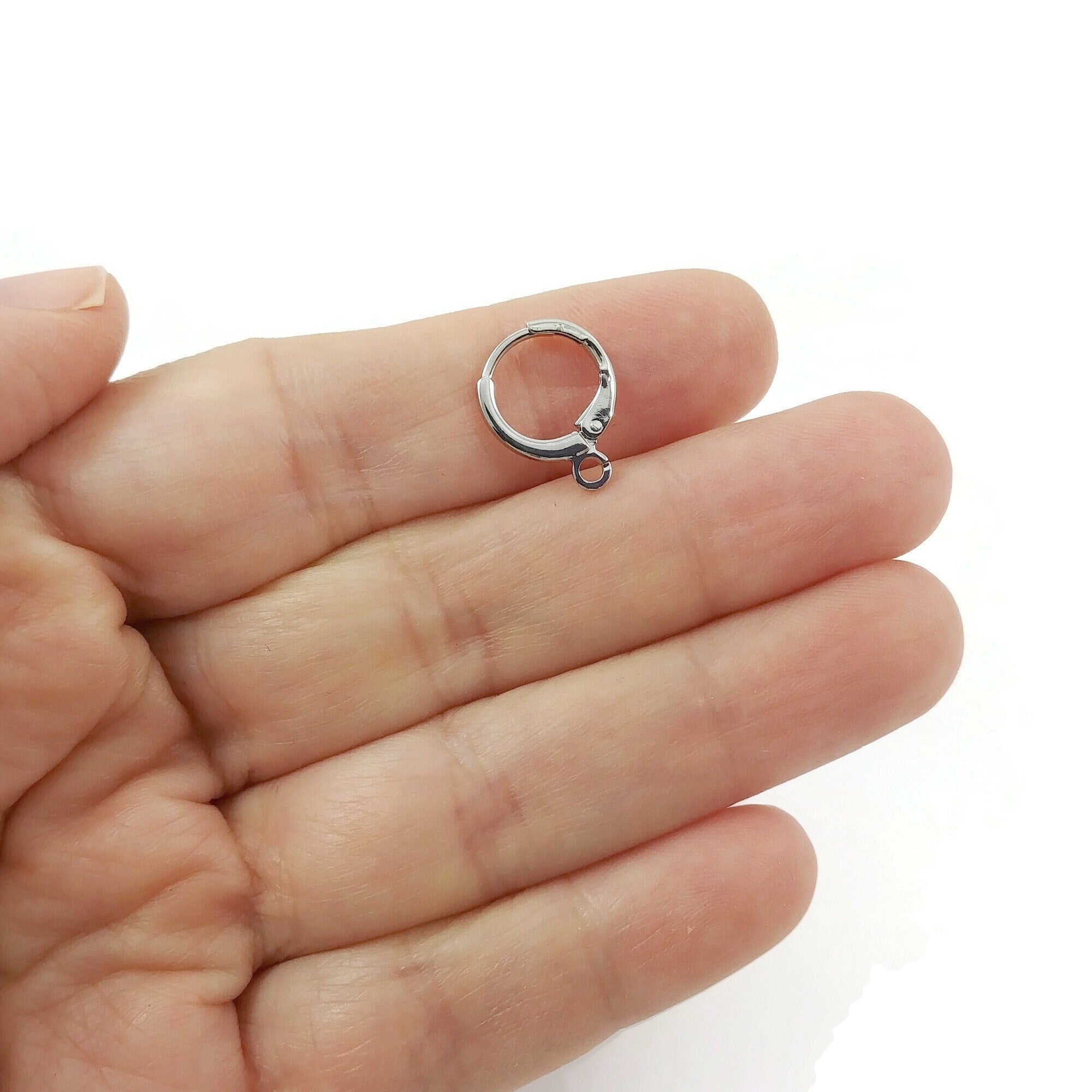Huggie hoops with loop, Nickel free earring findings, Long-lasting plated, Lever back for jewelry making