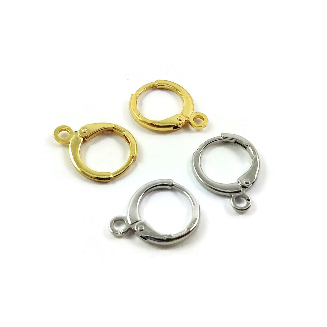 Huggie hoops with loop, Nickel free earring findings, Long-lasting plated, Lever back for jewelry making