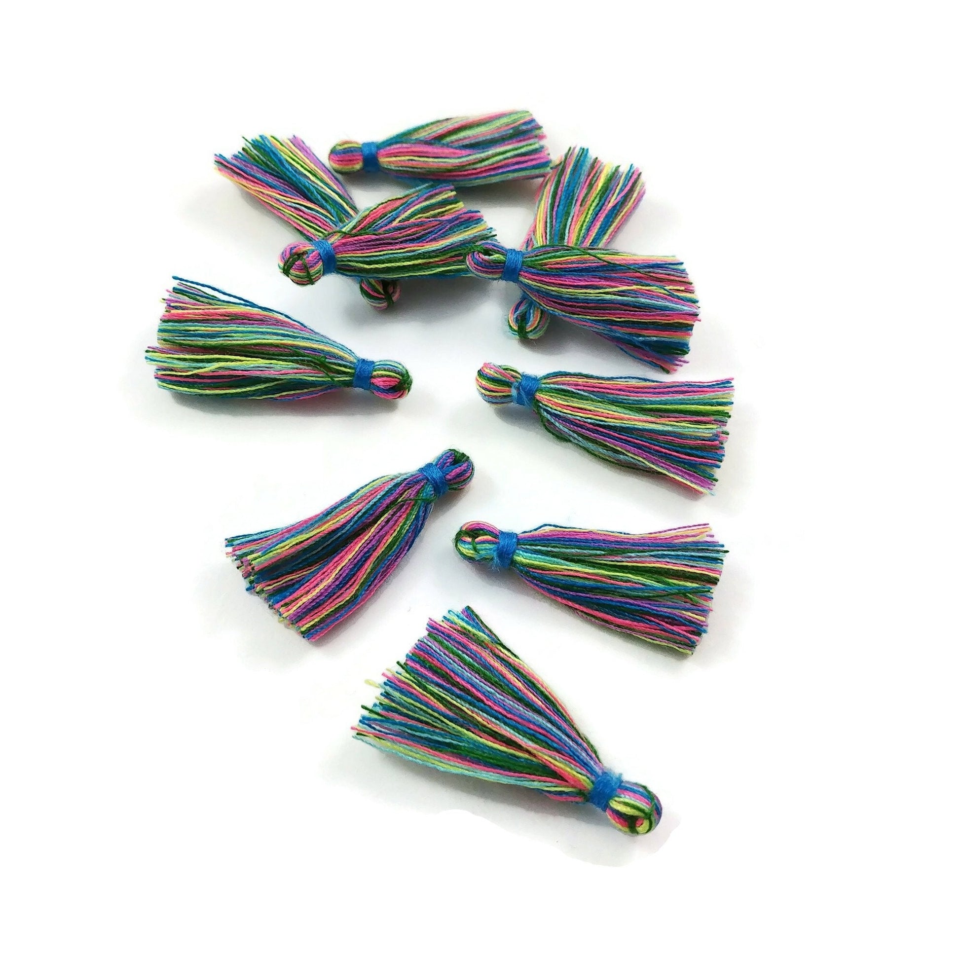 Multicolor cotton tassel, Jewelry making supplies, Boho bracelet pendant