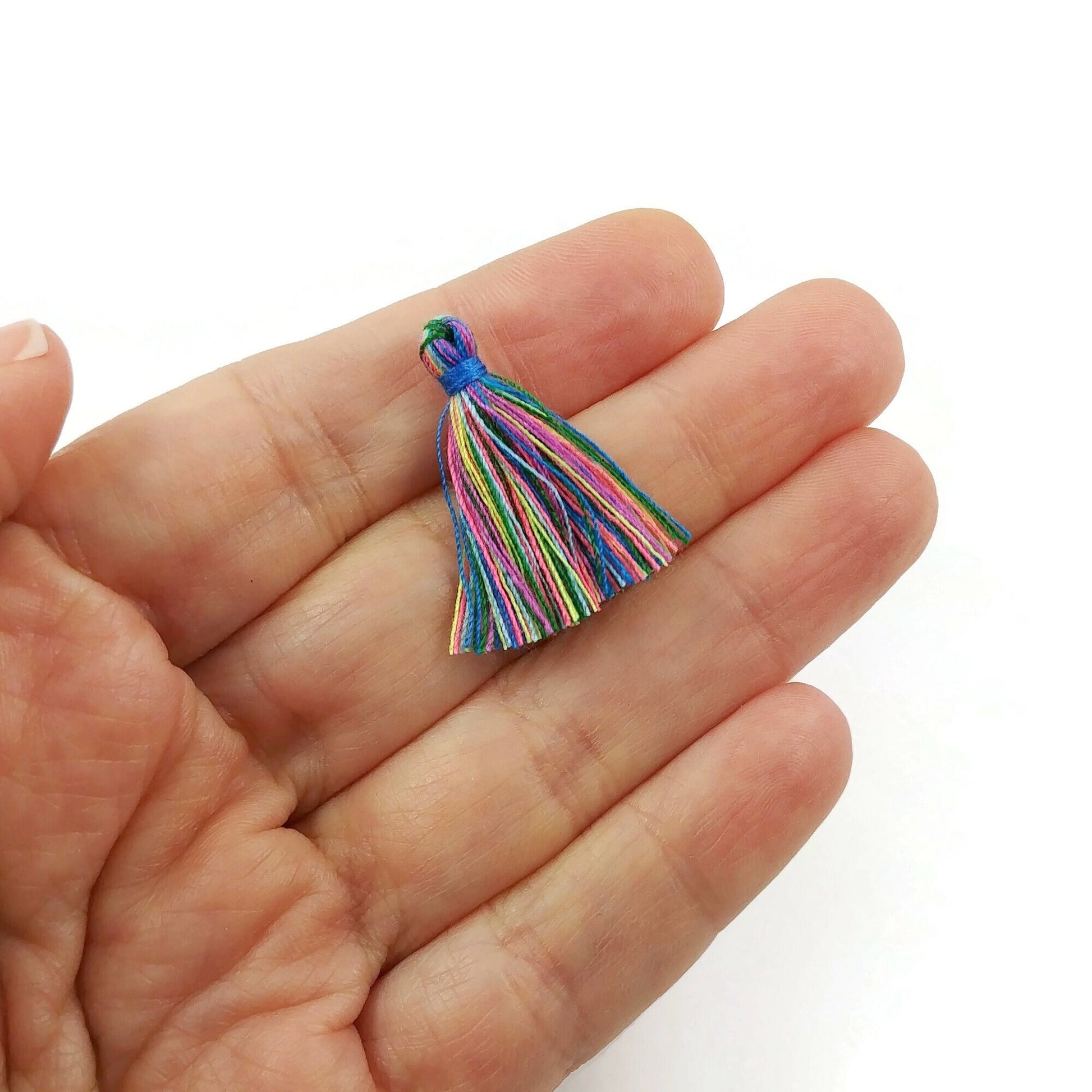 Multicolor cotton tassel, Jewelry making supplies, Boho bracelet pendant