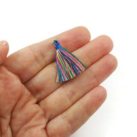 Multicolor cotton tassel, Jewelry making supplies, Boho bracelet pendant