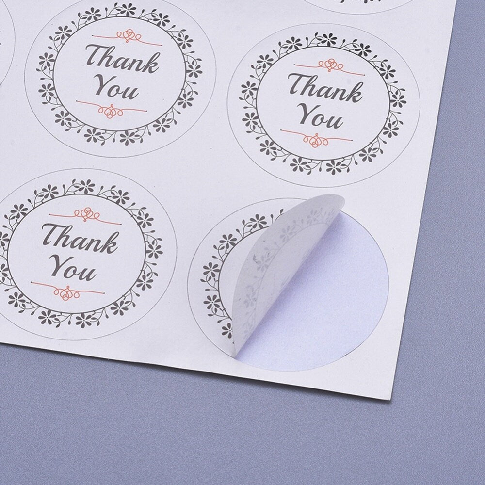 Thank you round paper stickers