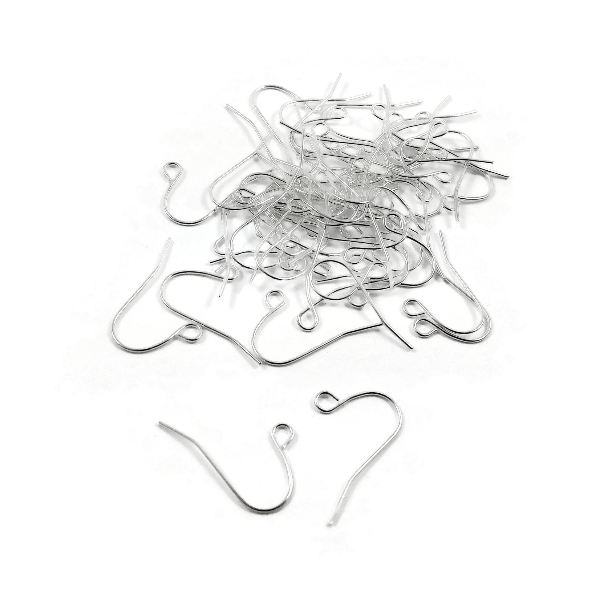 Hypoallergenic nickel free earring hooks, Silver plated iron ear wire, Earring findings for jewelry making