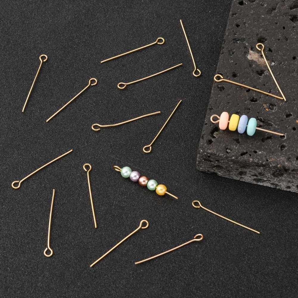 Eye Pins Jewelry Findings 100 Silver Plated 21 Gauge (0.71mm - Foto 9