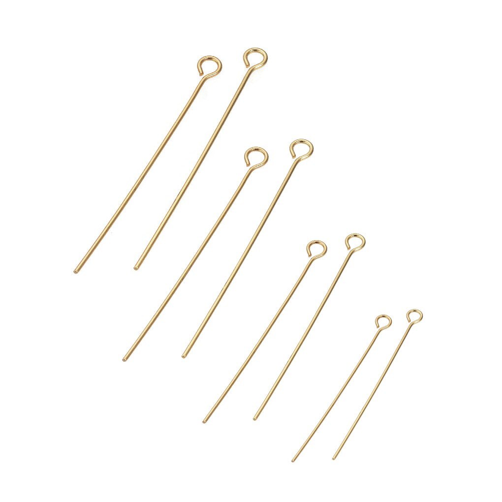 Gold stainless steel eyepins - 25mm, 30mm, 35mm or 40mm - Hypoallergenic jewelry findings