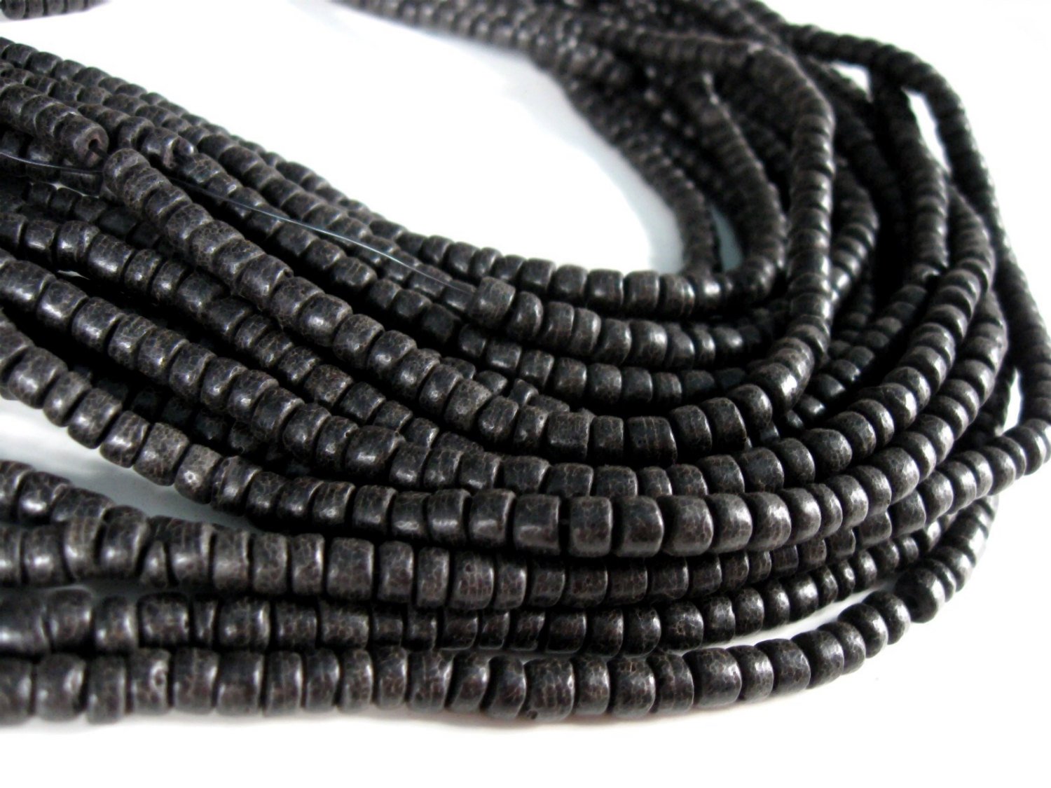 110 Black wood Beads - Coconut Rondelle Disk Beads 5mm