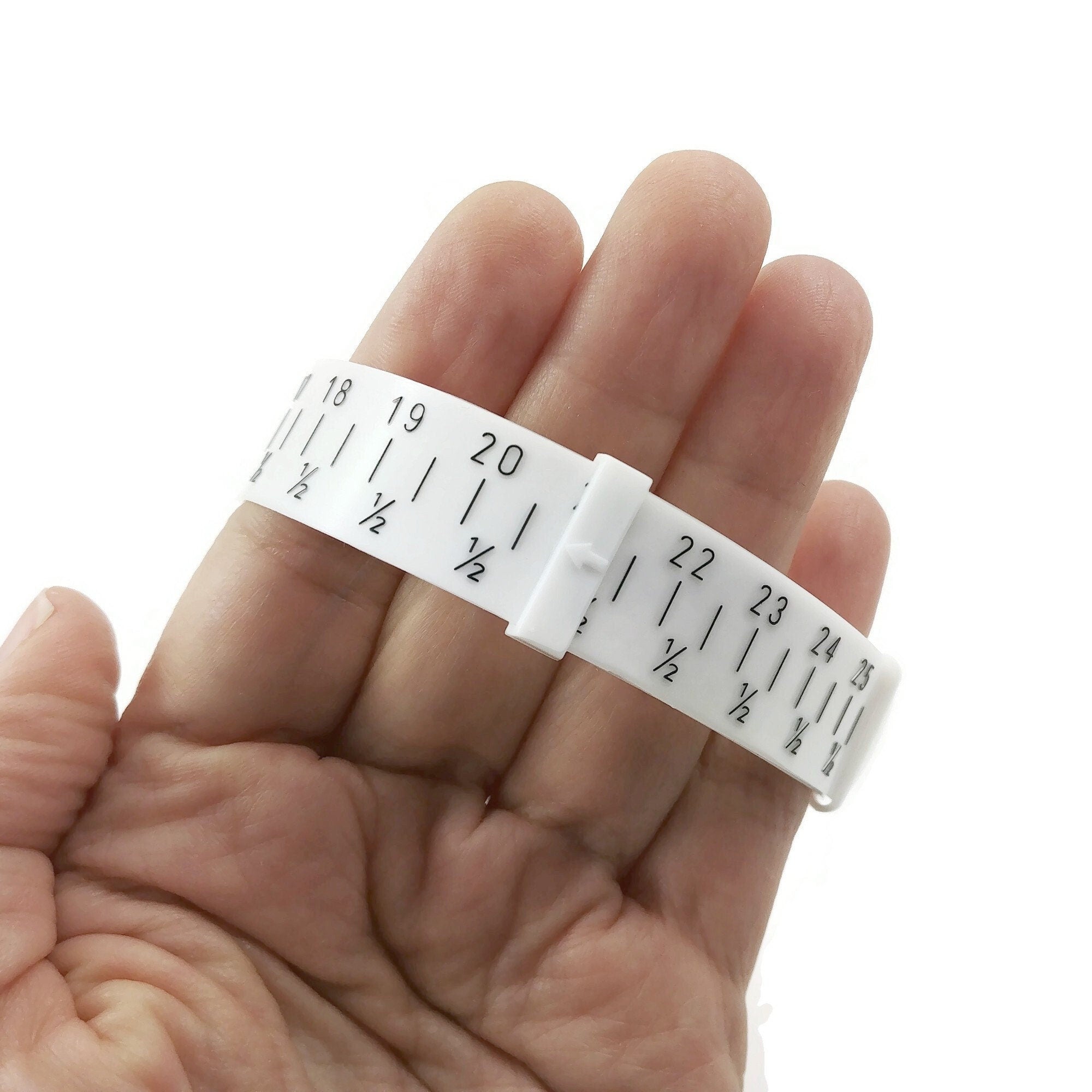 Reusable bracelet sizer, Adjustable multisizer tool, Flexible plastic wrist ruler