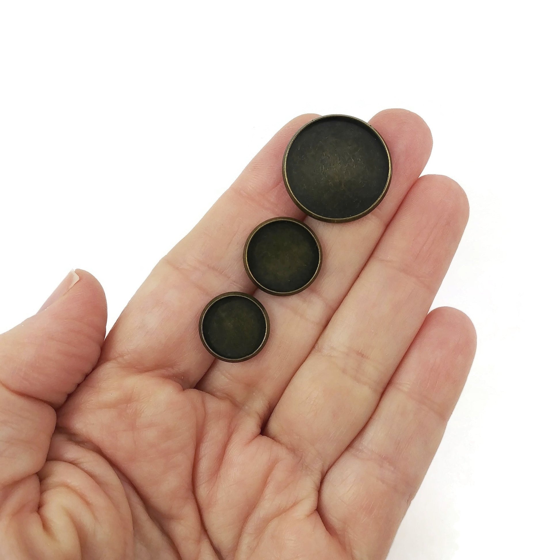 Bronze shank button settings - Make you own buttons - Cabochon bezel