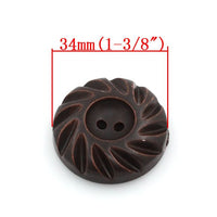 Dark Chocolate Wooden Sewing Buttons 35mm - set of 4 natural wood button