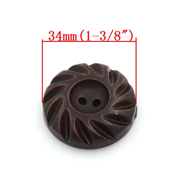 Bouton de bois chocolat foncé de 3.5cm - ensemble de 4 boutons en bois naturel