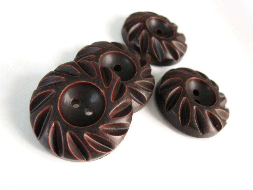 Dark Chocolate Brown Wooden Sewing Buttons 35mm - set of 6 natural woo