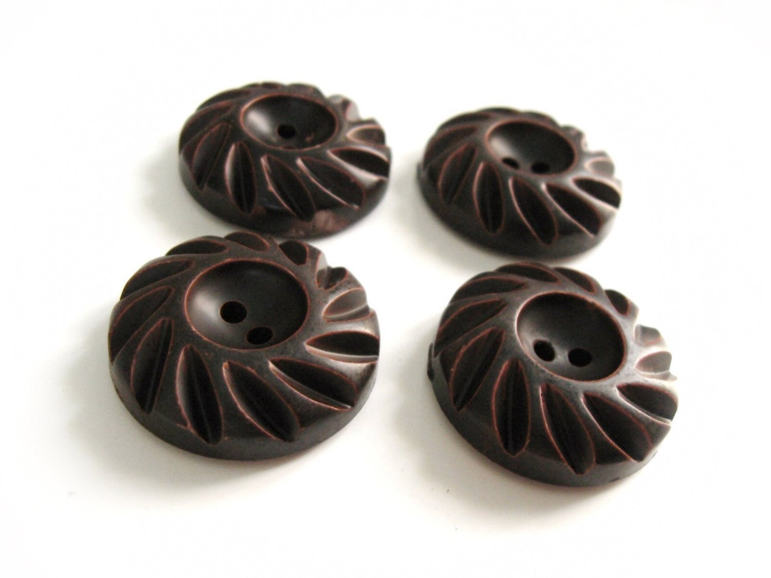 Dark Chocolate Wooden Sewing Buttons 35mm - set of 4 natural wood button