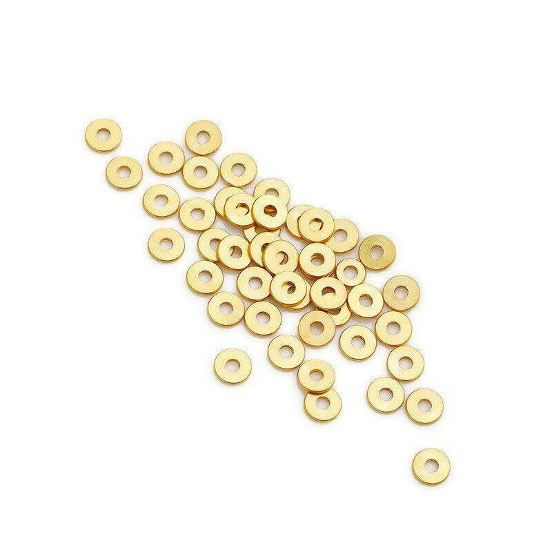 18K gold spacer beads, 5mm or 6mm, Rondelle heishi beads, Jewelry making nickel-free metal beads