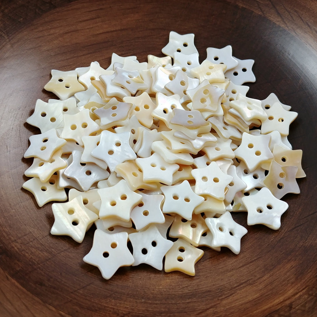 Star shape shell buttons - Freshwater seashell color buttons 12mm - set of 6 celestial buttons