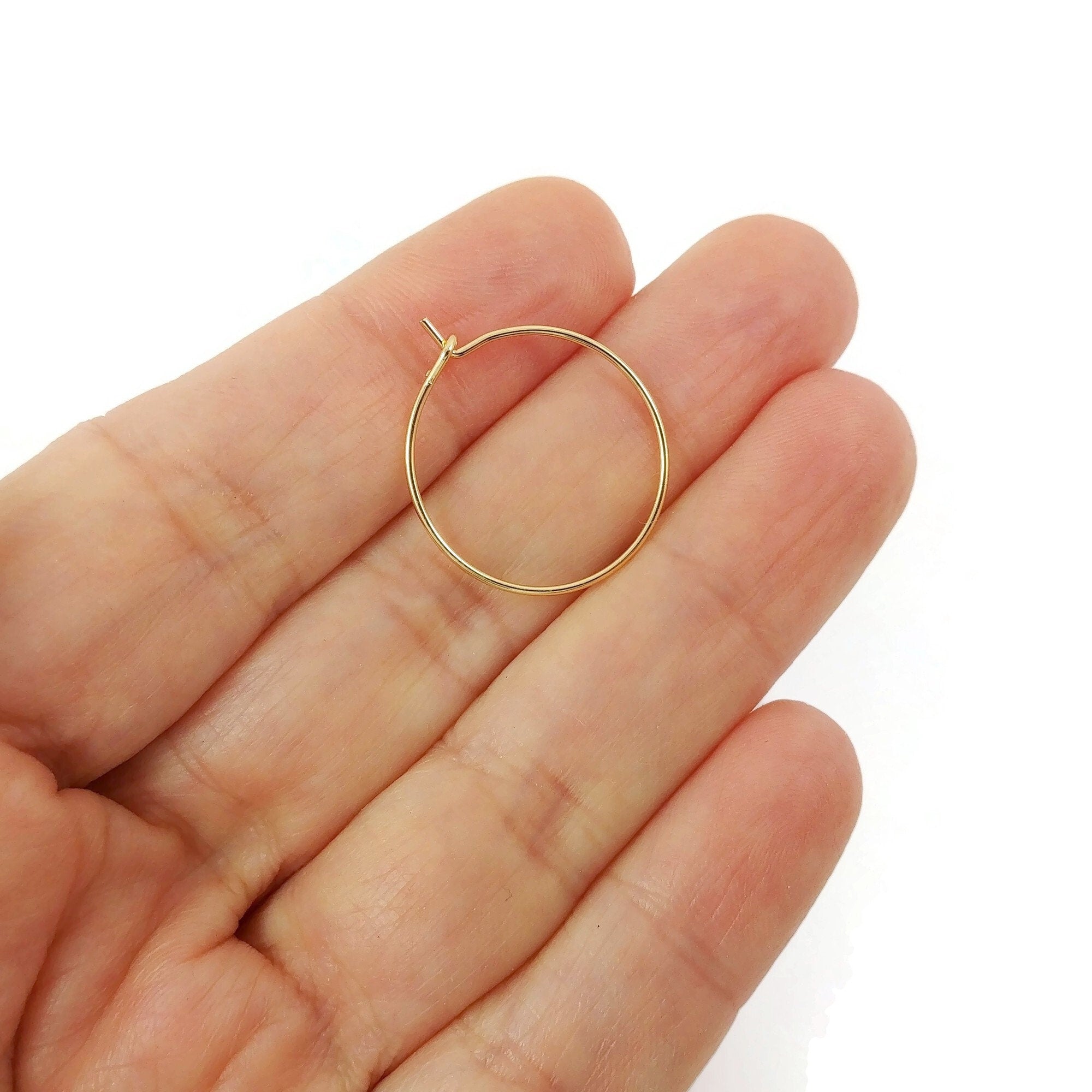 18K Gold plated hoops, Nickel free earring findings, 20mm earwire for jewelry making