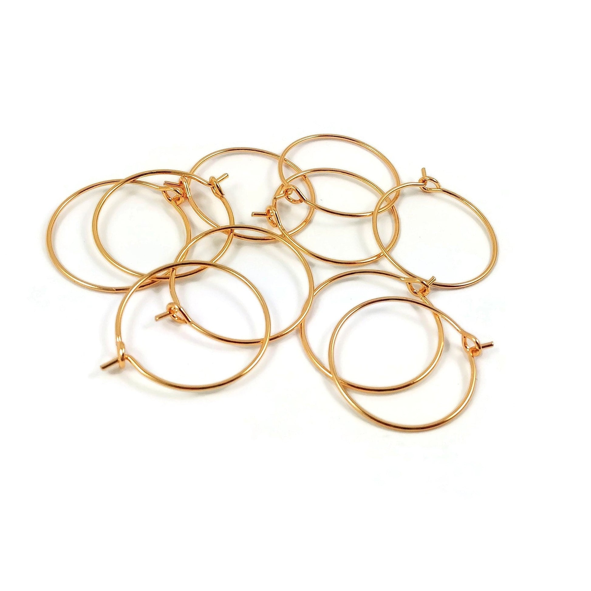 18K Gold plated hoops, Nickel free earring findings, 20mm earwire