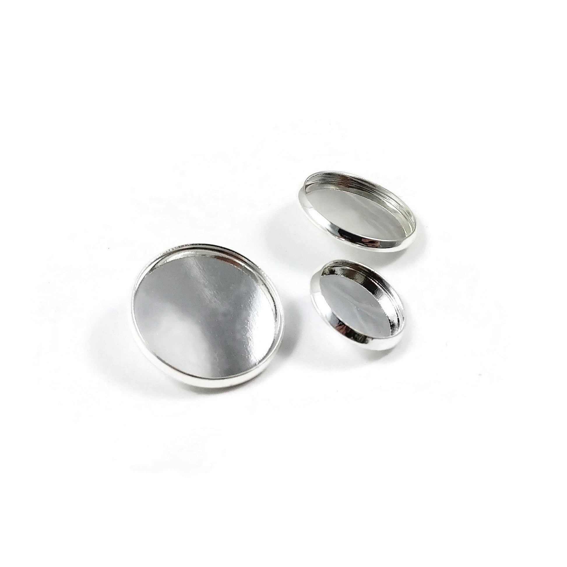 Silver shank button settings - Make you own buttons - Cabochon bezel