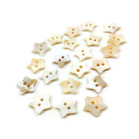 Star shape shell buttons - Freshwater seashell color buttons 12mm - set of 6 celestial buttons