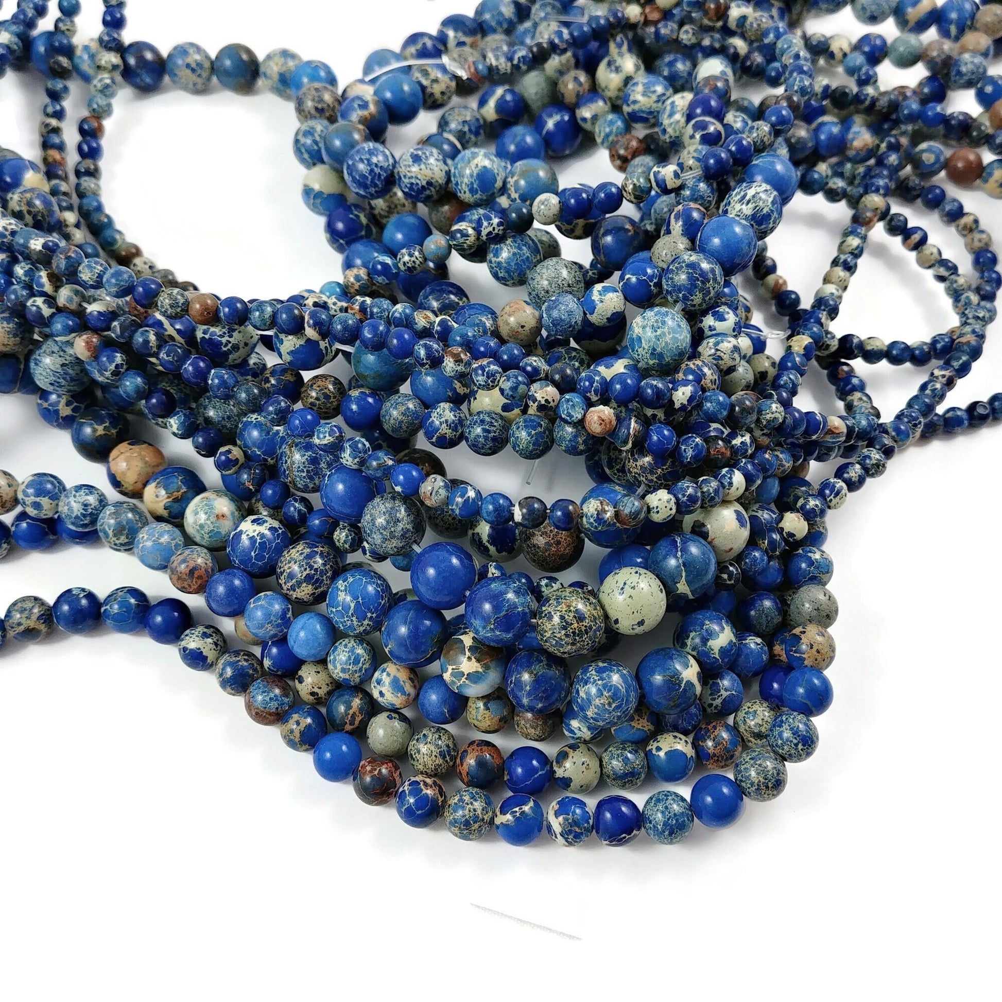 Blue imperial jasper stone beads, 4mm, 6mm, 8mm round gemstone for jewelry making