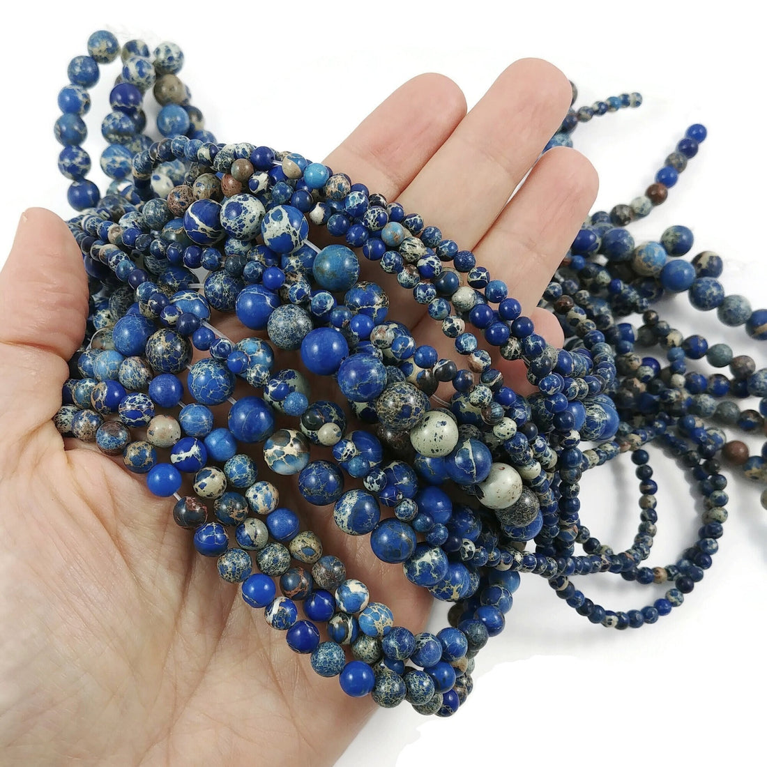 Blue imperial jasper stone beads, 4mm, 6mm, 8mm round gemstone for jewelry making