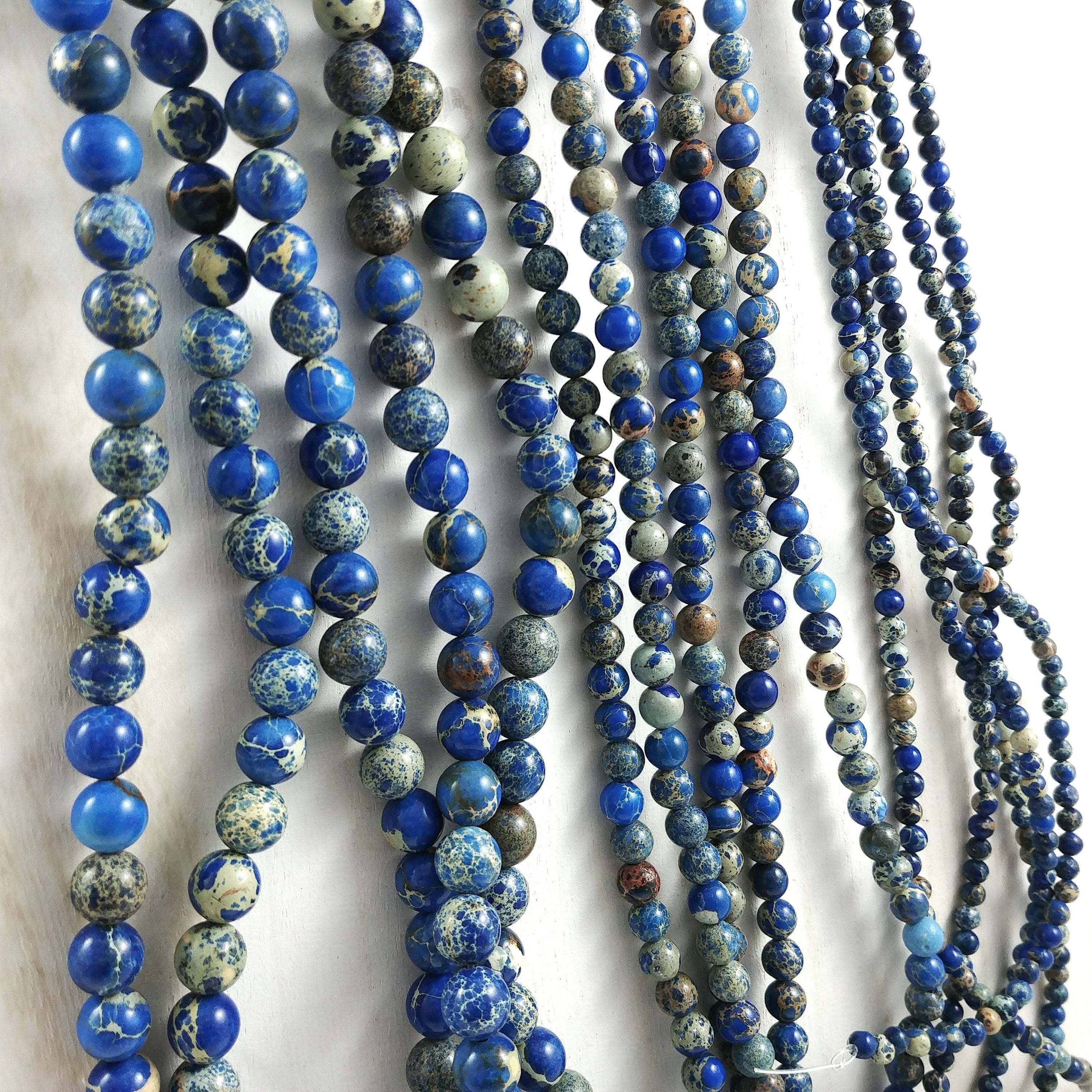 Blue imperial jasper gemstone beads, 4mm, 6mm, 8mm for jewelry making
