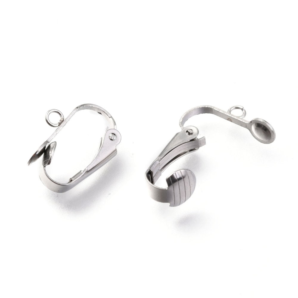 Stainless steel clip on earring findings with pad and loop for dangle