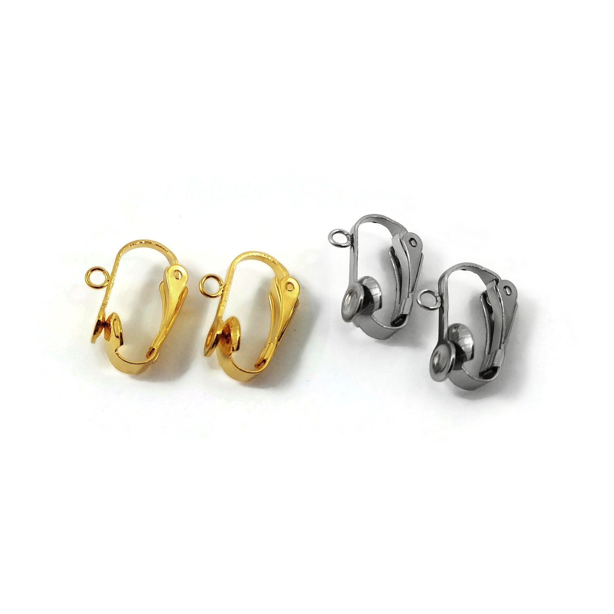 Stainless steel clip on earring findings with pad and loop for dangle