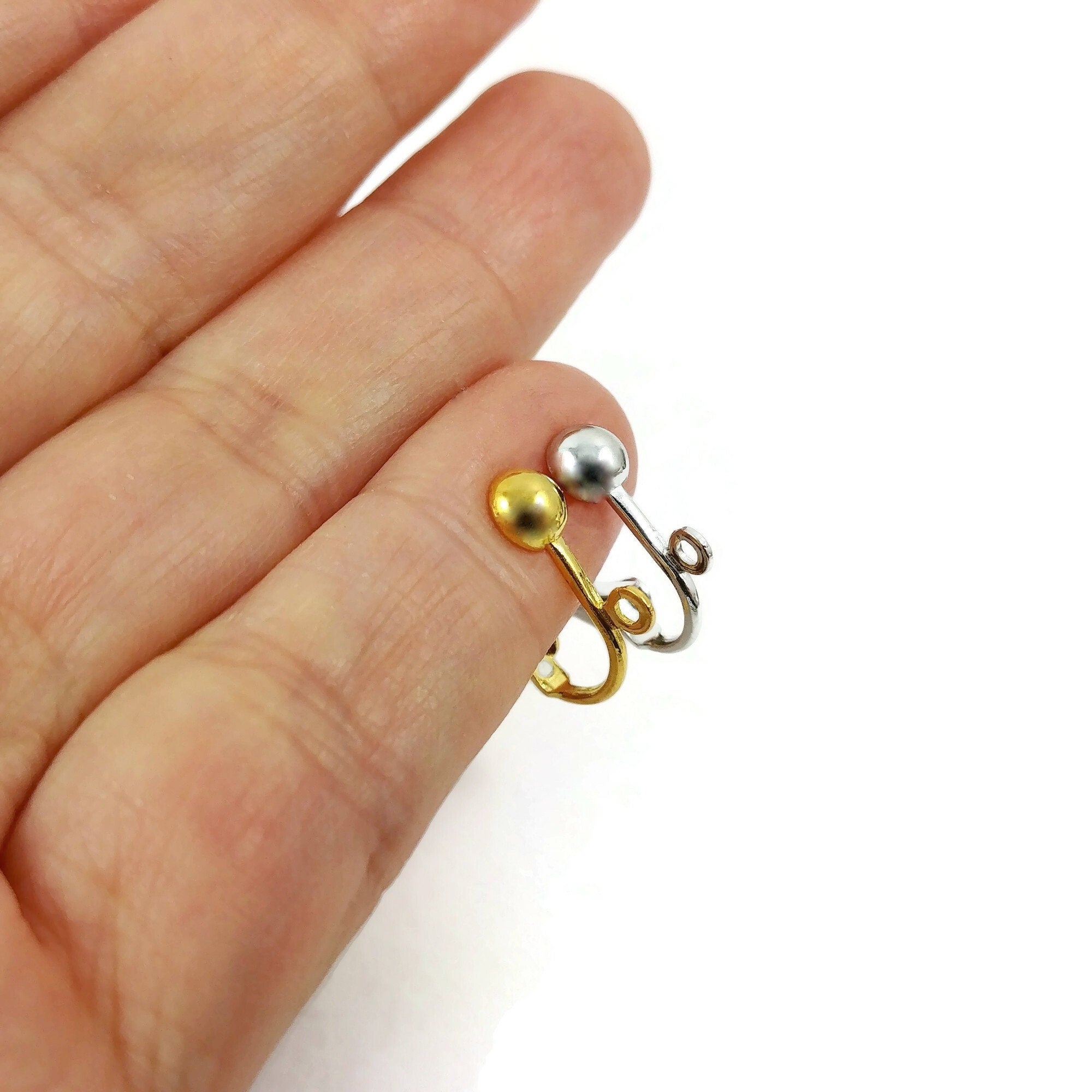 Earring Findings, Clip On Earrings with Ball 16mm, Gold Plated (2 Pairs) 