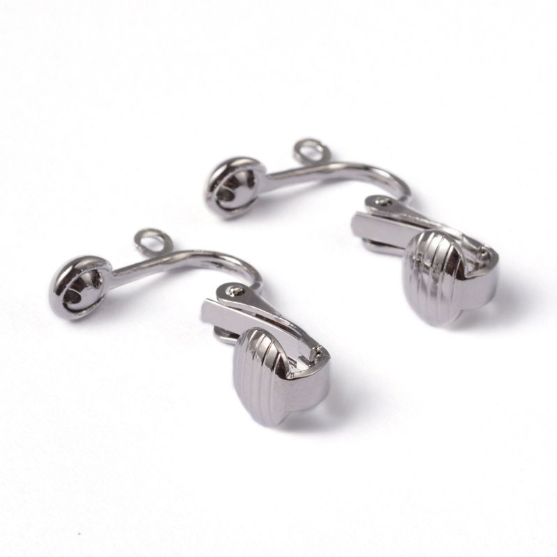 Ball clip on earring findings with loop, Hypoallergenic nickel free jewelry making supplies