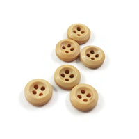 10mm tiny wooden buttons, 6 small natural buttons, Cute mini buttons for dolls
