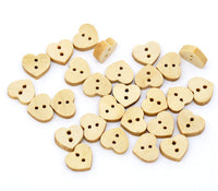 Wooden Heart Shape Button 12mm Mini Unfinished wooden button