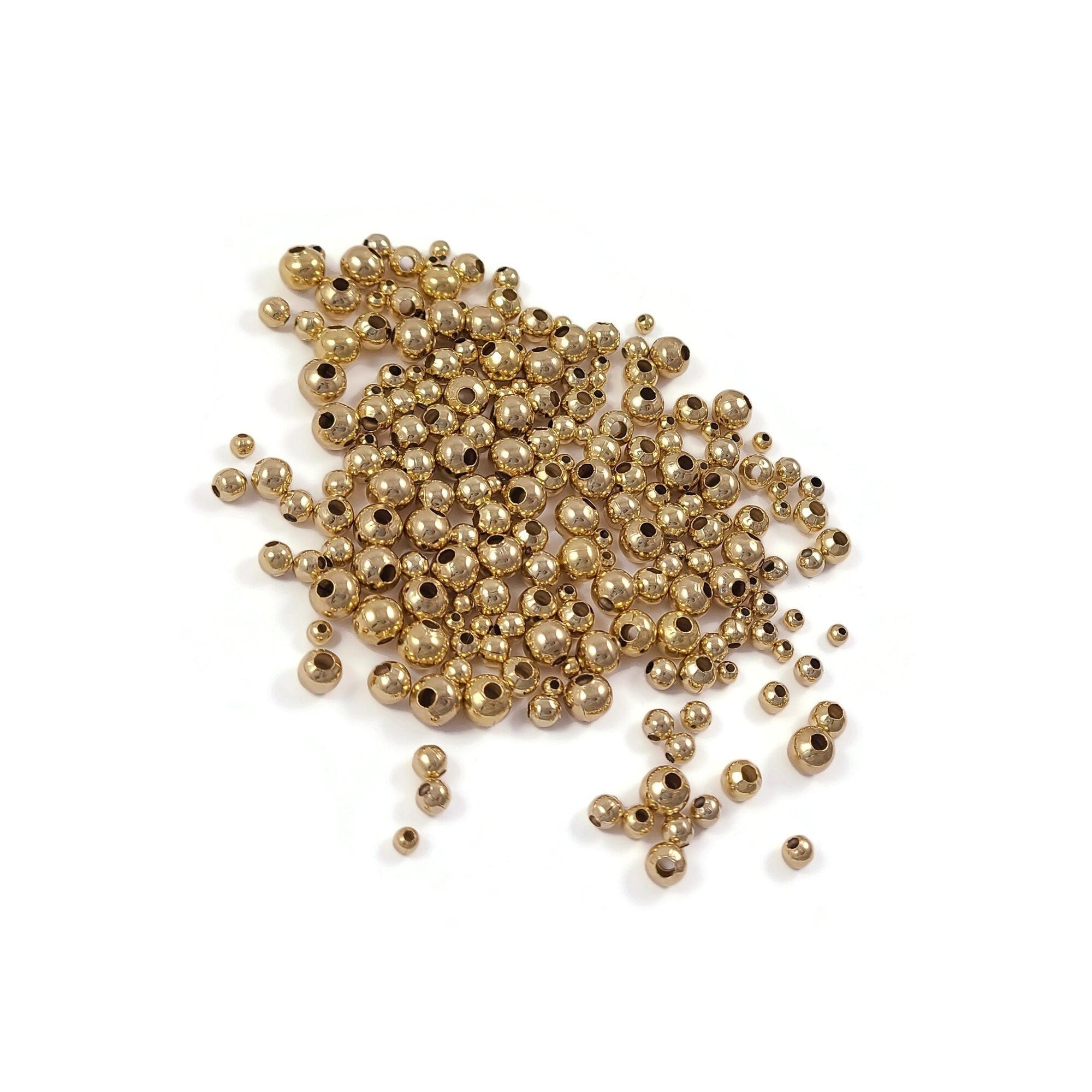 Gold stainless steel beads-Round spacers-Bulk jewelry making supplies