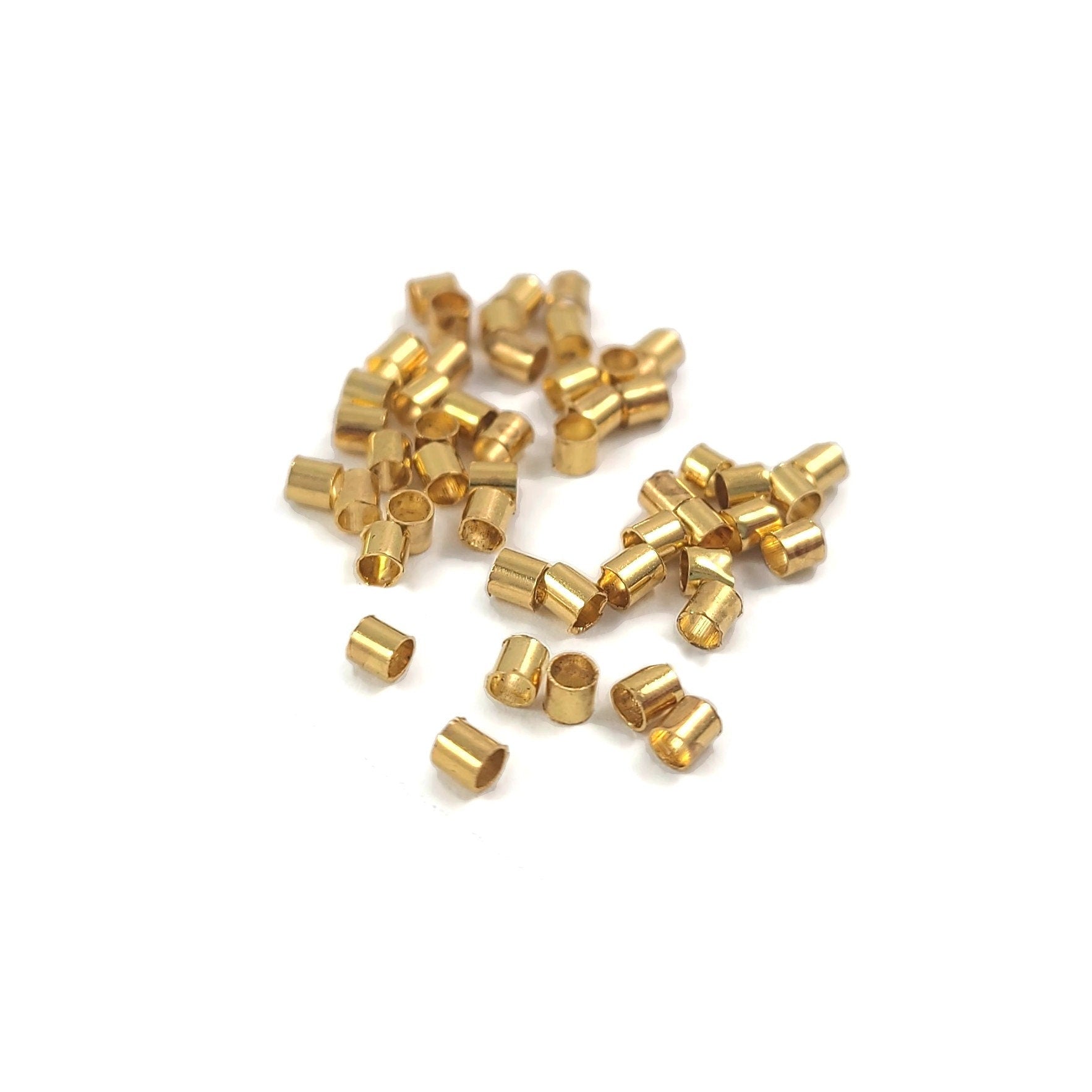 2mm gold crimp tube beads - Nickel, lead, and cadmium free - Hypoallergenic jewelry making findings