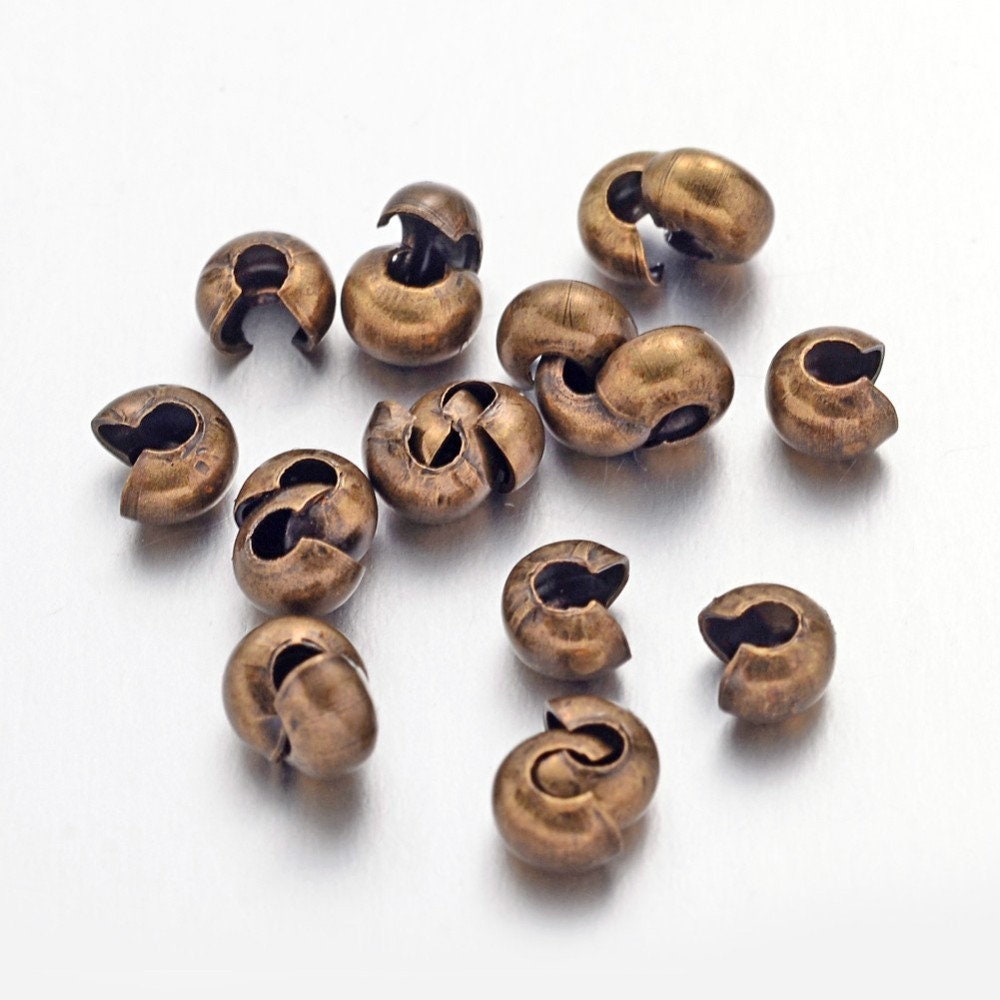Bronze Crimp Bead Covers-0384-04