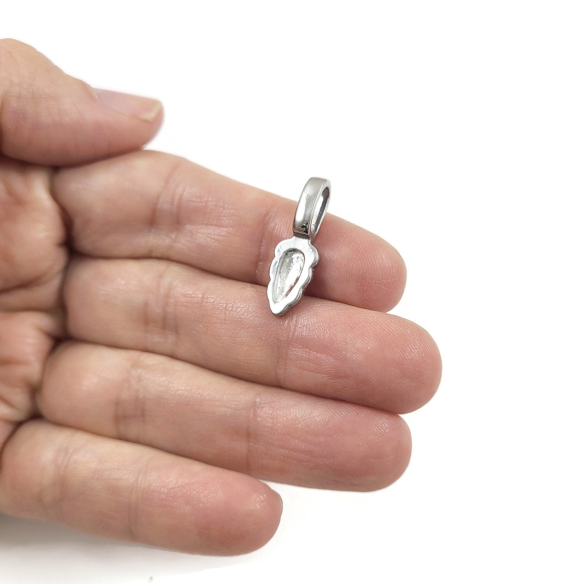 10pcs Stainless Steel Teardrop Glue on Bails Pendant Jewelry