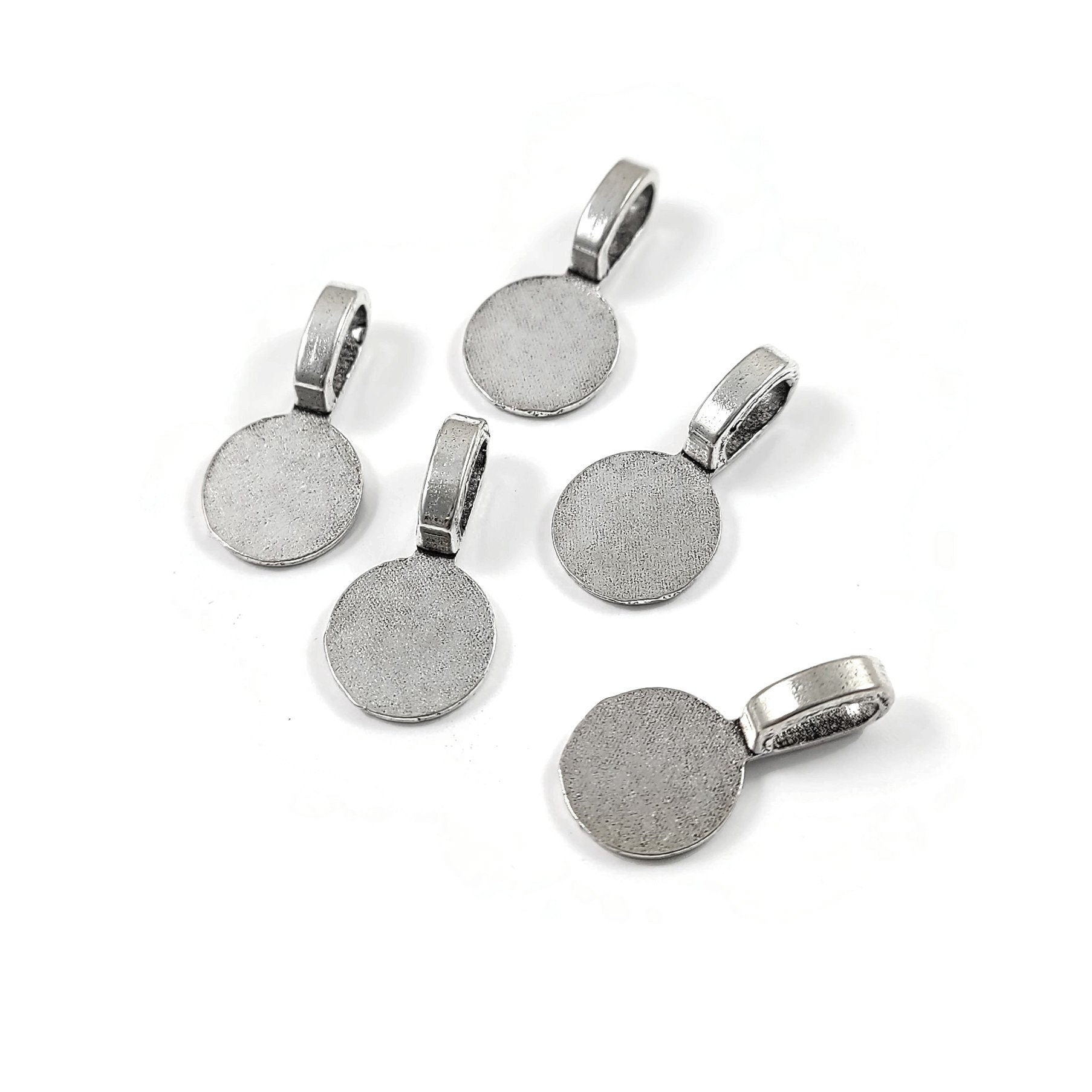 Lot De 100 Bélières Argentées Foncées 9mm – Pour Création De Bijoux – Sans Nickel