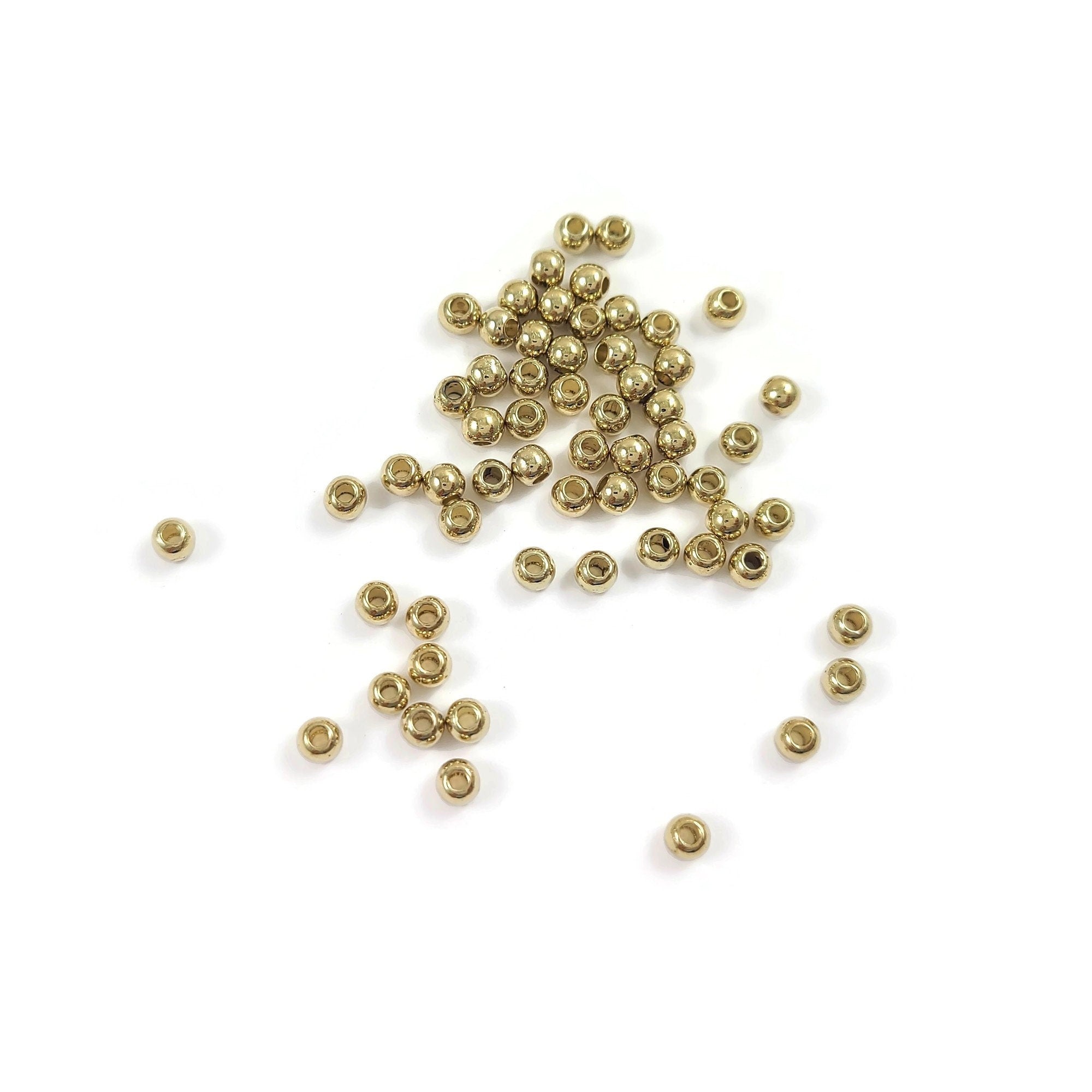 Tiny spacer round beads 3mm, Gold metallic seed bead, Jewelry making plastic beads