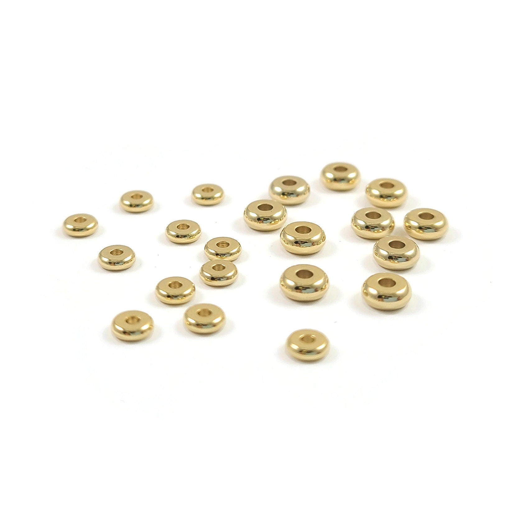 1250 Pieces Gold Spacer Beads for Jewelry Making, Gold round Beads and Gold  Flat