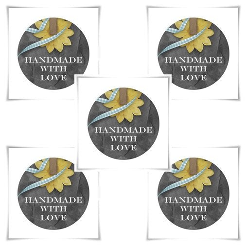 Handmade with love tags - One and half inch round tags images - Digital Collage Sheet