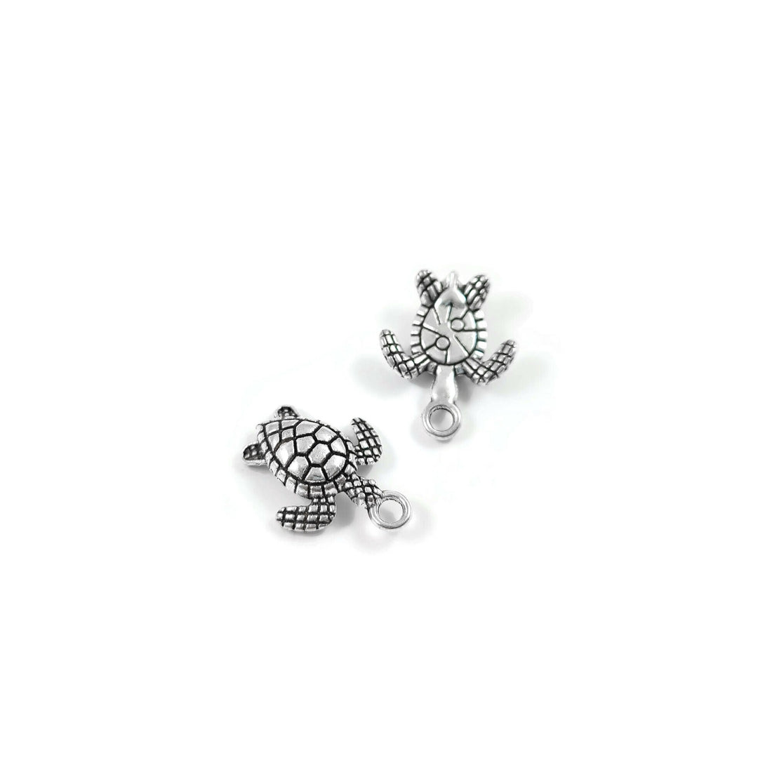 Cute sea turtle charms, 16mm nickel free metal pendants, Hypoallergenic jewelry making