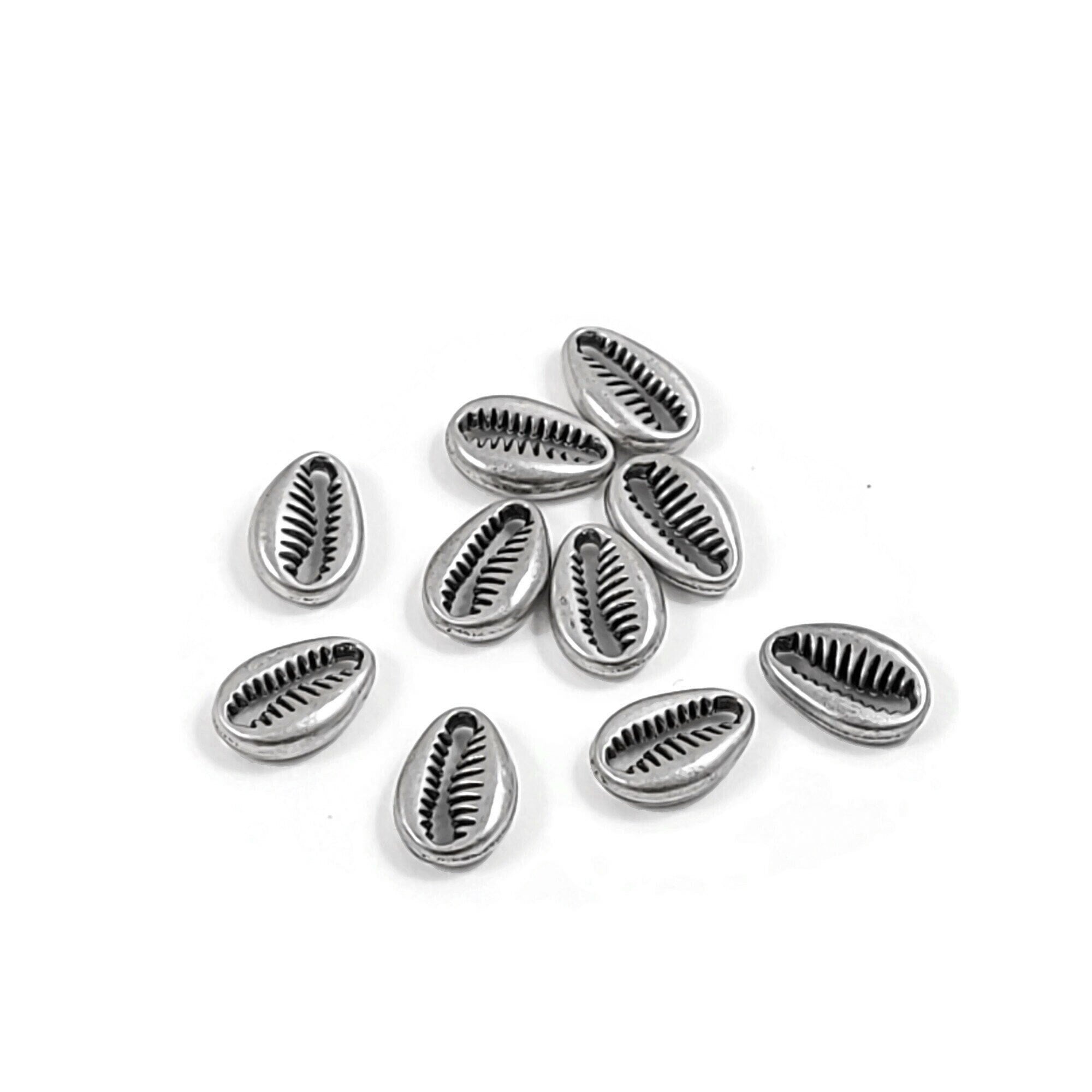 Cowrie shell connector charms, 12mm nickel free ocean pendants, Hypoallergenic nautical jewelry making
