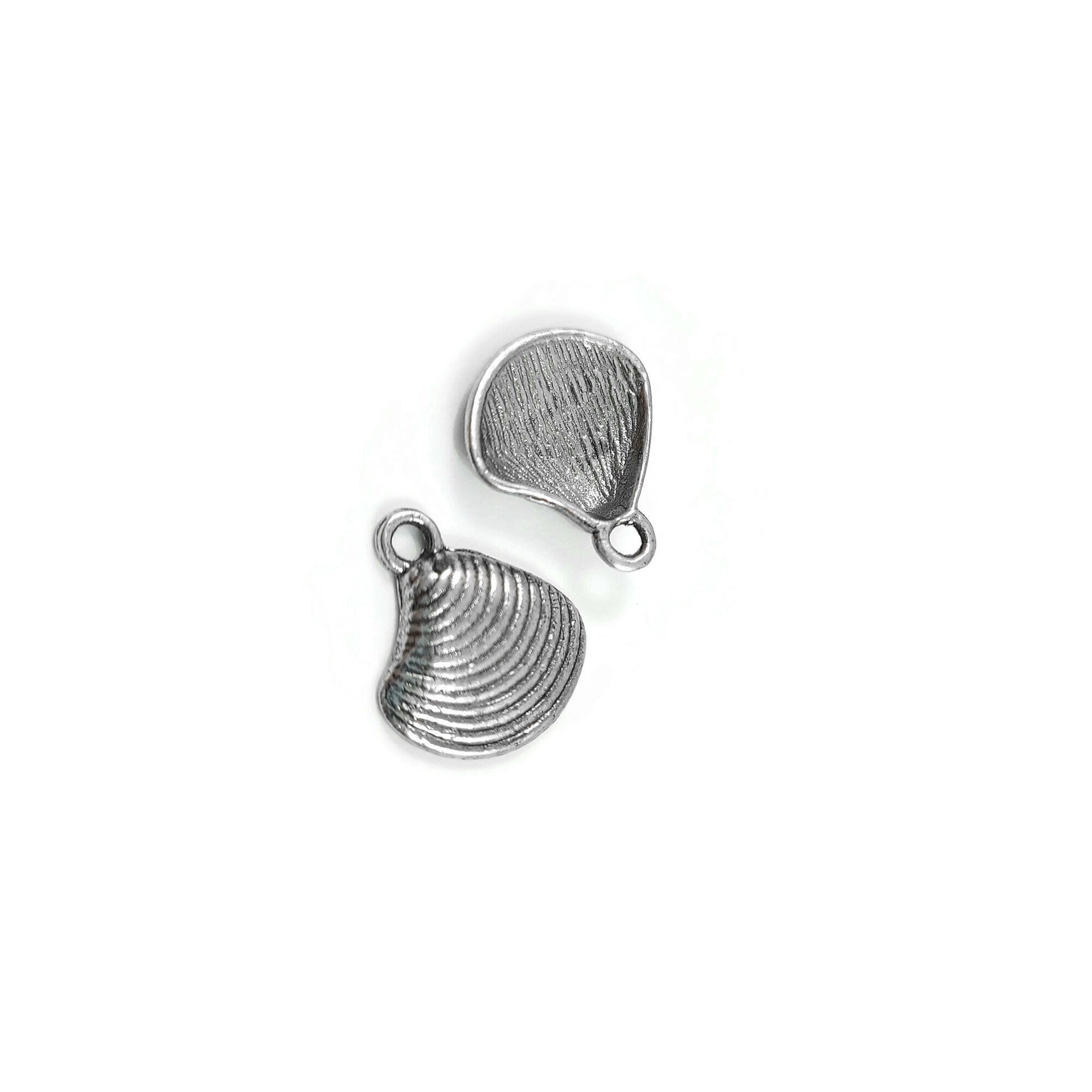 Cute sea shell charms, 15mm nickel free ocean pendants, Hypoallergenic nautical jewelry making