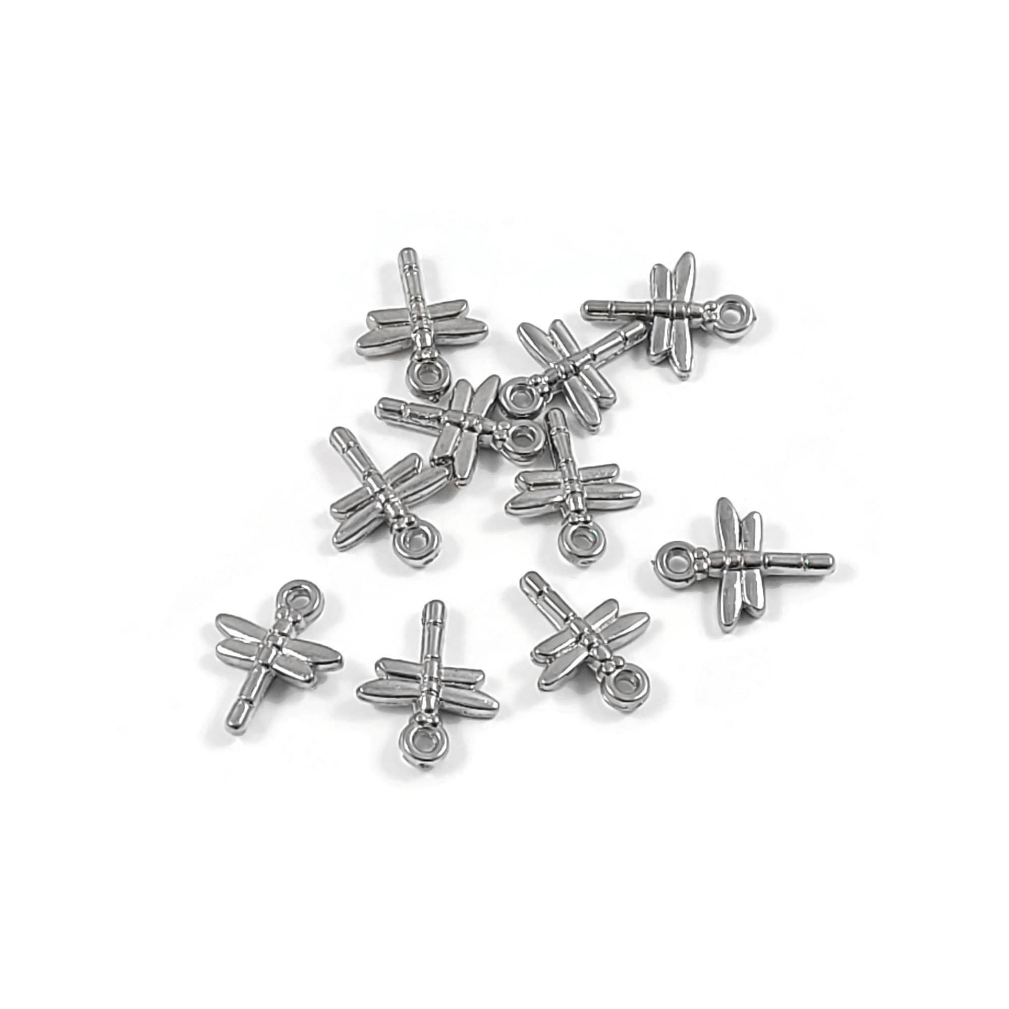Acrylic dragonfly charms, Silver insect charms, Small pendants for jewelry making, Earring or bracelet charms
